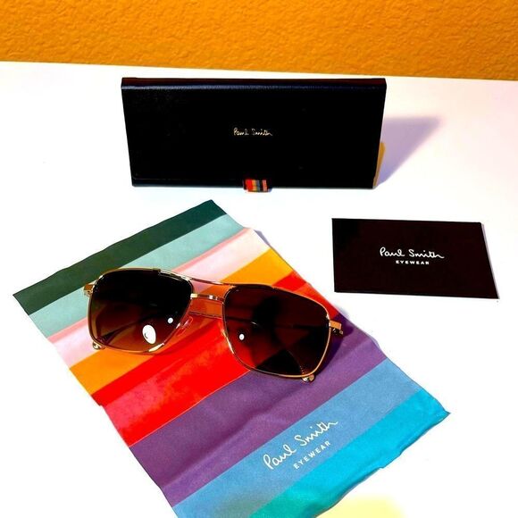 Paul SMITH Foster Navigator Style Aviator Sunglasses in Gold Tone Metal Unisex